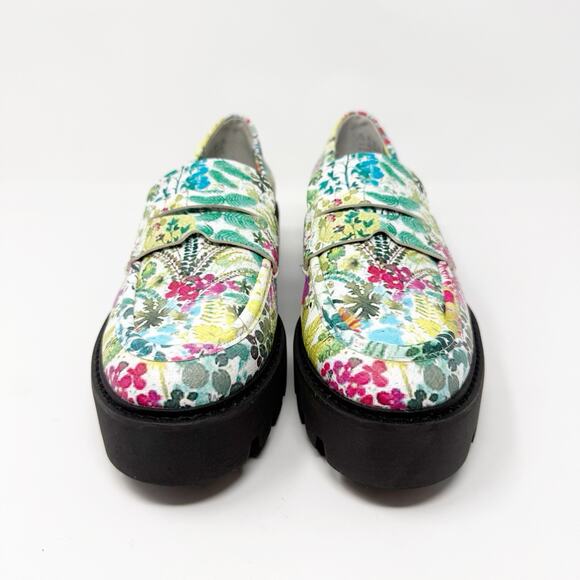 Franco Sarto Balin Lug Sole Chunky Loafers 6.5M Floral Slip On Cottagecore Artsy - Picture 3 of 12